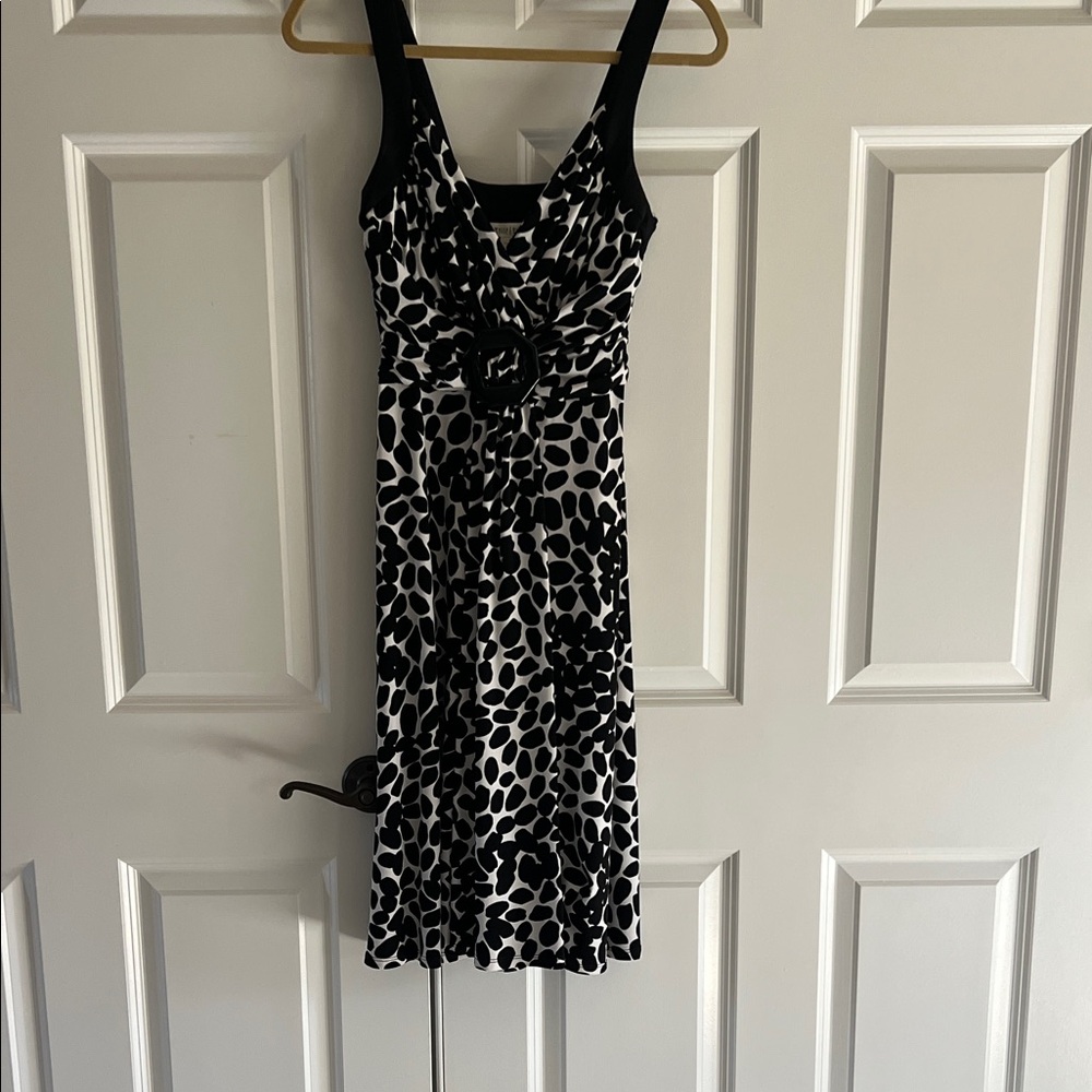 White House Black Market Black & White Printed Midi Dress